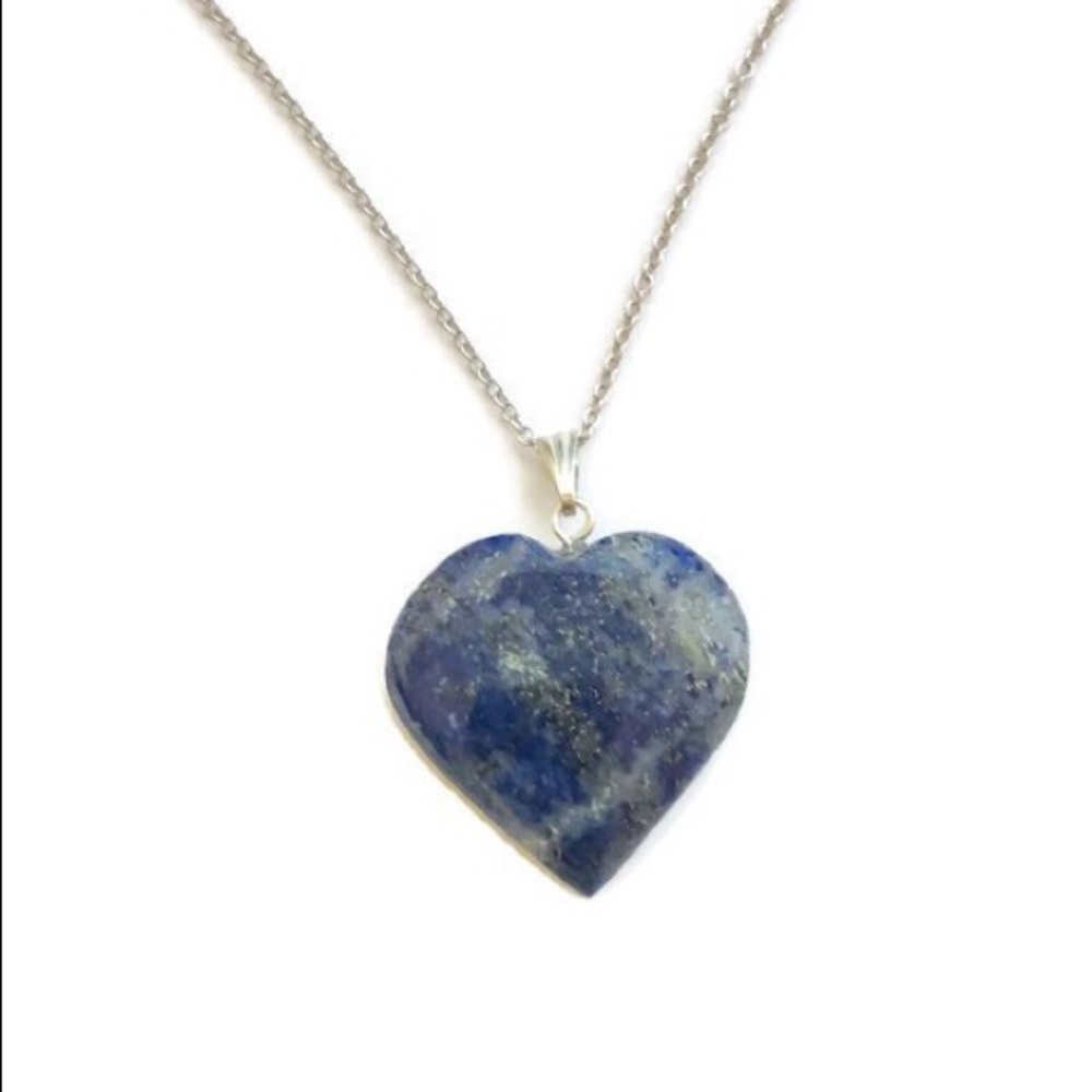 Lapis Lazuli Heart ReikiMiAlma Silver Necklace